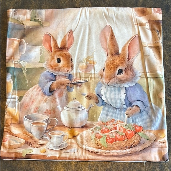 NEW Beatrix Potter Peter Rabbit inspired tea party throw pillow cover nursery - Picture 1 of 13